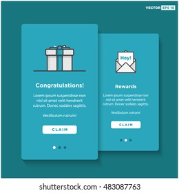 Gift Box Card Template (UI UX Elements User interface Shopping Set for Smartphone And Mobile in Flat Style Design)