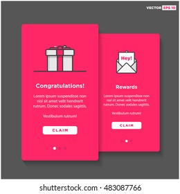 Gift Box Card Template (UI UX Elements User interface Shopping Set for Smartphone And Mobile in Flat Style Design)