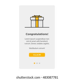 Gift Box Card Template (UI UX Elements User interface Shopping Set for Smartphone And Mobile in Flat Style Design)