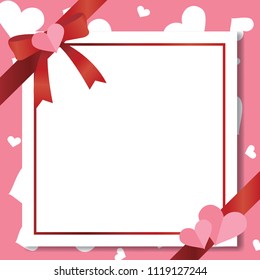 Gift box and card with text space for Valentine day.
