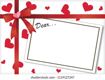 Gift box and card with text space for Valentine day.