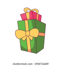 caja de regalo dibujos animados de garabato de mano concepto vector ilustración kawaii