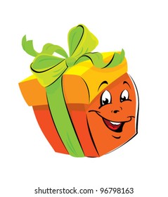 Gift Box cartoon with funny face