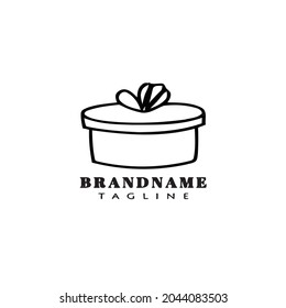 caja de regalo plantilla de logotipo de dibujos animados diseño de icono negro ilustración de vector aislado