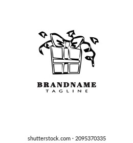 gift box cartoon logo template icon design black modern isolated vector