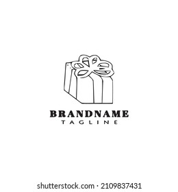 gift box cartoon logo template icon design black modern isolated vector