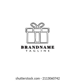 caja de regalo plantilla de logotipo de dibujos animados diseño de icono negro ilustración de vector aislado