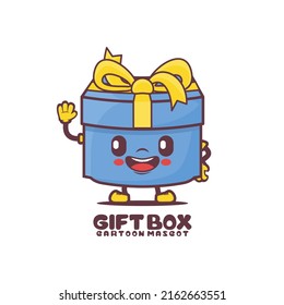 gift box cartoon mascot. vector illustration. isolated on a white background