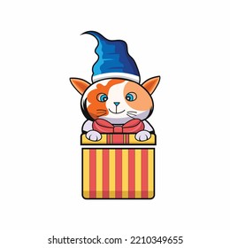Gift box with cat vector illustration