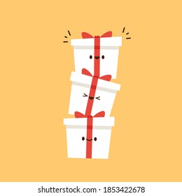 Gift box character design. Gift box vector.