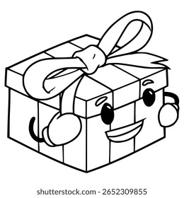 gift box character illustration outline isolated vector