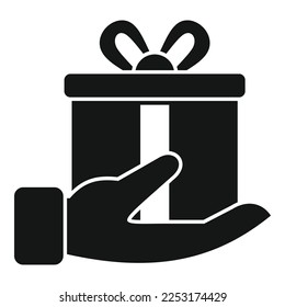 Icono de caridad de caja de regalo vector simple. Dona ayuda. Asignación de Web