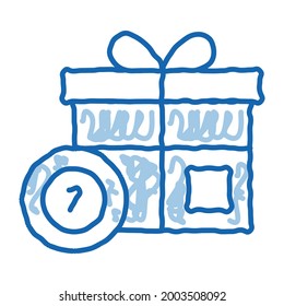 Gift Box with Chips sketch icon vector. Hand drawn blue doodle line art Gift Box with Chips sign. isolated symbol illustration