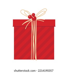 Gift box with Christmas decor. Vector image.