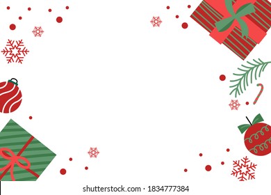 Gift box and Christmas element vectors isolated on white background for banner, wallpaper, web header etc.
