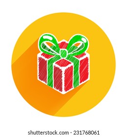 Gift box christmas and happy new year icon