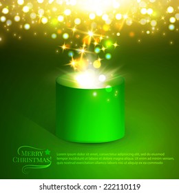 Gift box. Christmas lights. Vector illustration