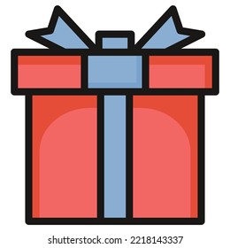Gift box christmas linear color icon