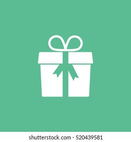 Gift Box Christmas New Year Flat Icon On Green Background