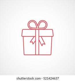 Gift Box Christmas New Year Red Line Icon On White Background