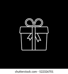 Gift Box Christmas New Year Line Icon On Black Background
