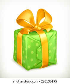 Gift box, christmas present 3d vector icon