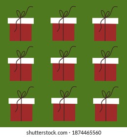 Caja de regalo Navidad elemento gráfico de patrón sin fisuras. Ilustración de vector plana colorida. Antecedentes para impresión, diseño, web