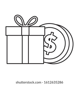 gift box with coin isolated icon vector illustration design