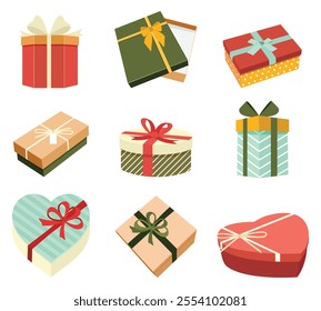 Gift Box Collection, Christmas Box set, Present icon-, Vector Illustration