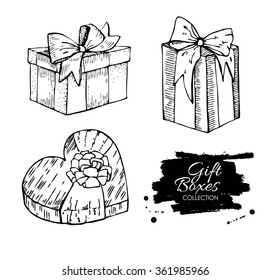 Gift box collection. Hand drawn illustrations. Great for birthday, xmas and valentine day.