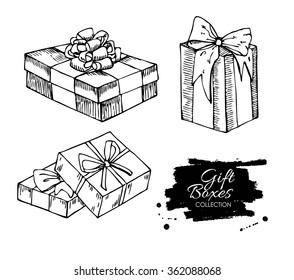 Gift box collection. Hand drawn illustrations. Great for birthday, xmas and valentine day.