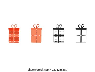 Gift box collection. Vector illustration. Christmas element. Line draw.