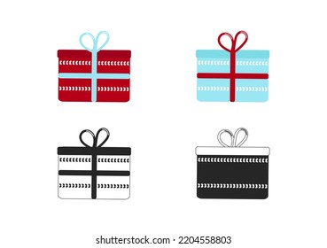 Gift box collection. Vector illustration. Christmas element. Line draw.