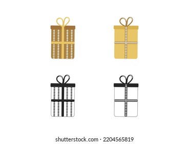 Colección de cajas de regalo. Ilustración vectorial. elemento de Navidad. Dibujo de línea.