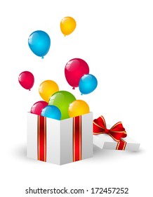 Gift box with color balloons