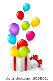 Gift box with color balloons