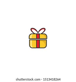 icono vectorial de línea de color de caja de regalo