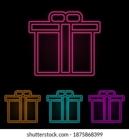 gift box color neon set. Simple thin line, outline vector of web icons for ui and ux, website or mobile application