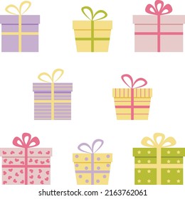 gift box color vector art icons set