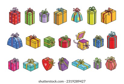 Geschenkbox Farbe Vektorgrafik auf weißem Hintergrund .Geschenkbox mit Farbensymbol.Isolierte Ikone Geschenkbox zum Geburtstag.