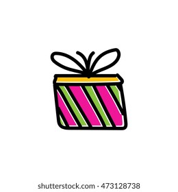 Gift box colored doodle
