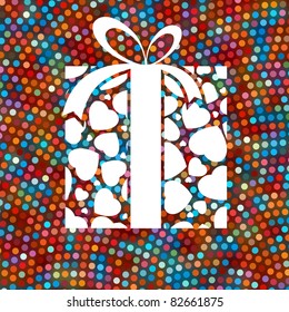 Gift box and colorful dots. EPS 8 vector file included
