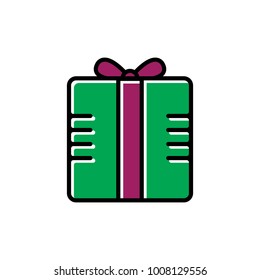 Gift box colorful icon vector for valentines day. retro style isolated in white background