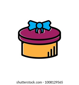 Gift box colorful icon vector for valentines day. retro style isolated in white background