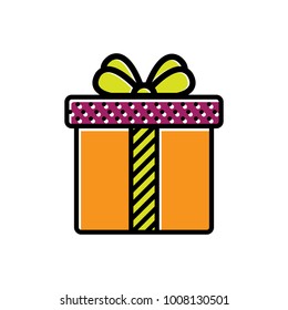 Gift box colorful icon vector for valentines day. retro style isolated in white background