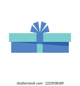 Gift box. Colorful present box with bright ribbon and bow, modern packing for christmas gift, decorative stylish wrap flat vector art