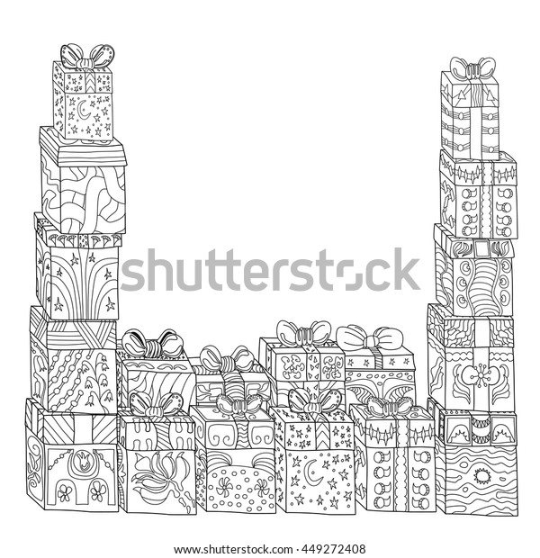 Download Gift Box Coloring Book Page Adults Stock Vector Royalty Free 449272408