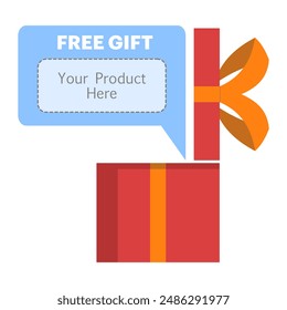 gift box concept, loyalty program, earn points, exchange gift box, more discount, facility concept, Origami Box. Free delivery, gift concept vector illustration, flat vector icon.