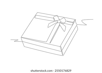 Gift box concept one-line drawing. Gift box concept one-line drawing