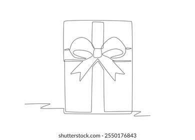 Gift box concept one-line drawing